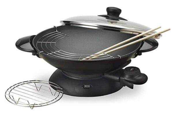 Aroma Housewares AEW-306 5-Quart best affordable Electric Wok with Tempered Glass Lid review