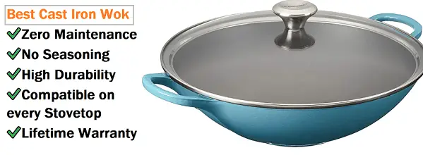Best cast iron wok to buy - Le creuset enameled wok with glass lid