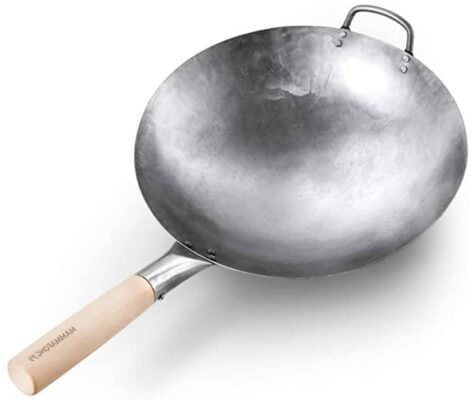 Mammafong top round bottom wok hand hammered carbon steel