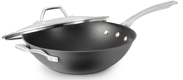 calphalon hard anodized best non stick wok with lid