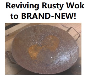 Cleaning a wok with rust